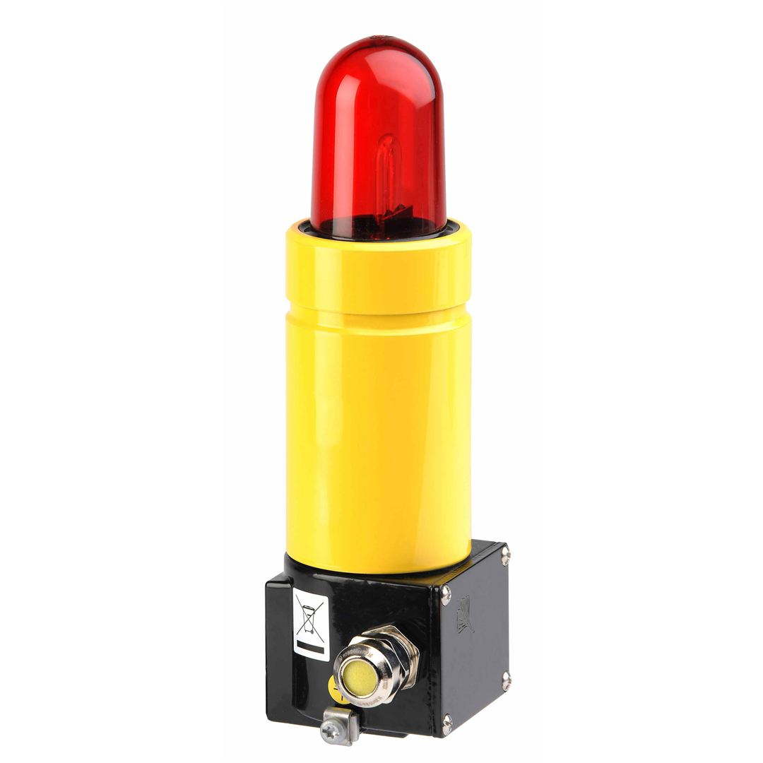 Explosion-proof Flashing Warning Beacon for use in gas explosive environments and areas with combustible dust with seawater and corrosion resistant aluminium housing and degree of protecion IP66