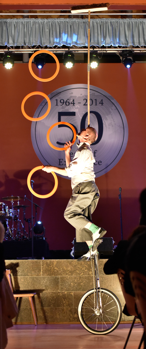 Comedian Schorsch Bross on his unicycle