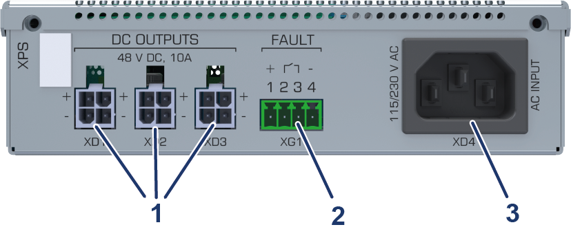 This picture shows the rear side of the XPS power supply with all connections.