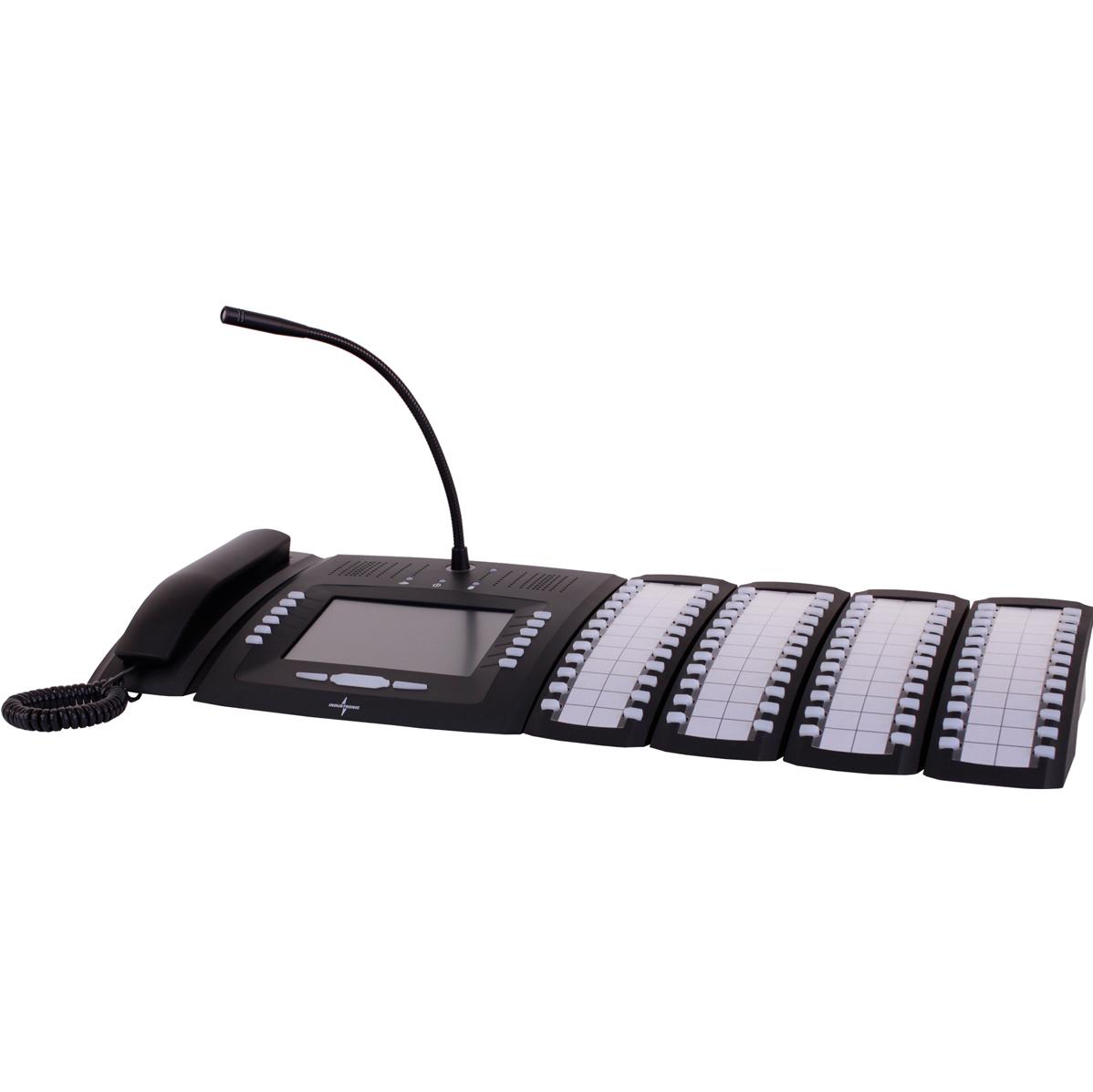 IP desktop intercom station with gooseneck microphone, color touch display for flexible operation; 12 mechanical keys and 3 function keys