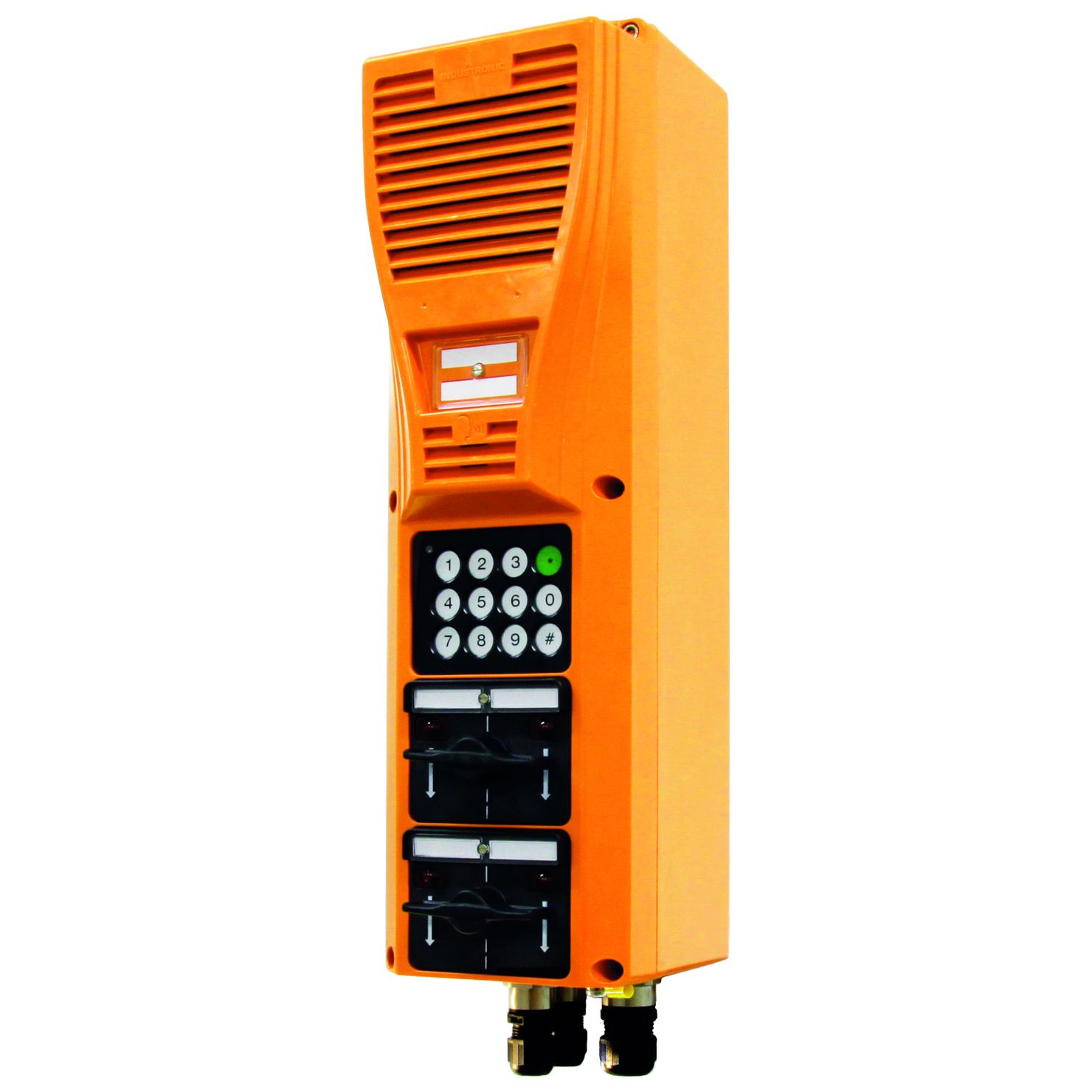 "Digital explosion-proof Intercom Station for use in explosive areas of Ex zone 1 and 2 with dial keypad and momentary rocker switch"